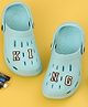 Yellow Bee Solid Perforated Clogs With King Text Charms - Light Blue