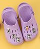 Yellow Bee Queen Letters Applique Detailed Perforated Slingback Clogs - Purple