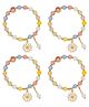 Kailash Creation Beaded Flower Charm Anti Tarnish Bracelet for Girls & Women Stylish | Pack of 4 - 30 g Each