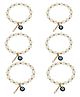 Kailash Creation Silver & Blue Evil Eye Adjustable Clear Beaded Charm Bracelet for Women| Pack of 6
