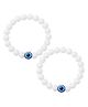 Kailash Creation Evil Eye Adjustable Stretch Fit Bracelet for Women - Milky White | Pack of 2