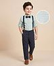 Mark & Mia Woven Full Sleeves Checkered Party Shirt & Trouser Set with Bow & Suspender - Multicolor