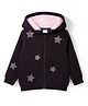 Babyhug Fleece Knit Full Sleeves Hooded Sweatjacket With Rhinestone Detailing - Black