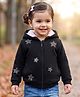 Babyhug Fleece Knit Full Sleeves Hooded Sweatjacket With Rhinestone Detailing - Black