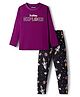 Pine Kids Single Jersey Knit Full Sleeves With Bed Time Explore Text Print - Purple