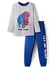 Pine Kids Single Jersey Knit Full Sleeves Night Suit With Dino Print - White
