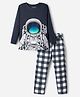 Pine Kids Single Jersey Knit Full Sleeves Night Suit With Space Theme Print - Grey