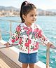 Babyhug Fleece Knit Full Sleeves Premium Heavy Gauge Warm Fleece Fabric Sweatjacket With Floral Print & Text Embroidery - White