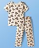 Pine Kids Cotton Knit Half Sleeves Co-ords Night Suit With Floral Print - Cream