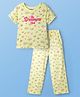Pine Kids Cotton Knit Half Sleeves Co-ords Night Suit With Floral Print - Yellow