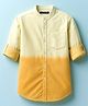 Pine Kids Cotton Woven Full Sleeves Mandarin Collar  Ombre Shirt - Yellow