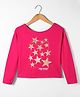 Kookie Kids Single Jersey Knit Drop Shoulder Full Sleeves T-Shirt with Star Foil Print - Dark Pink