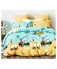 BhaiJi Bedsheets Glace Cotton AC Comforter Bed Sheet Bedding Set Double Bed With 2 Pillow Covers Kids Cartoon Prints - Yellow Car Crane