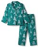 Babyhug Cotton Woven Full Sleeves Co-ords Night Suit With Tropical Theme Print - Dark Green