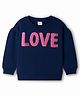 Babyhug Terry Knit Full Sleeves Sweatshirt With Love Embroidery - Navy Blue