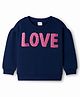 Babyhug Terry Knit Full Sleeves Sweatshirt With Love Embroidery - Navy Blue