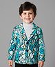 Mark & Mia Knit Full Sleeves Printed Party Blazer With Turtle Neck Inner Tee & Pocket Detailing - Blue