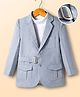 Mark & Mia Knit Full Sleeves Solid Blazer With Turtle Neck Inner Tee & Pocket Detailing - Light Blue & White