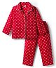 Babyhug Cotton Woven Full Sleeves Co-ords Night Suit With Polka Dot Print - Maroon