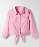 Kookie Kids Woven Full Sleeves Solid Color Collared Top with Knot - Pink