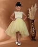 Toy Balloon Kids Net Woven Cap Sleeves Floral Embroidered Sequins Embellished High Low Dress -  Yellow