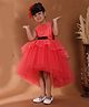 Toy Balloon Kids Net Woven Sleeveless Floral Applique Detailed Sequins Embellished High Low Dress - Coral