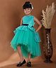 Toy Balloon Kids Net Woven Sleeveless Floral Applique Detailed Sequins Embellished High Low Dress - Rama Green