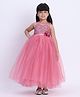Toy Balloon Kids Net Woven Sleeveless Floral Applique Detailed Sequins Embellished Gown - Rose Pink