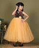 Toy Balloon Kids Net Woven Sleeveless Floral Applique Detailed Sequins Embellished Gown - Dusty Rose & Yellow