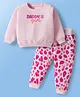 Doodle Poodle 100% Cotton Light Weight Looper Terry Knit Full Sleeves Top & Lounge Pant Set with Daddy's Girl Print - Baby Pink