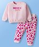 Doodle Poodle 100% Cotton Light Weight Looper Terry Knit Full Sleeves Top & Lounge Pant Set with Daddy's Girl Print - Baby Pink