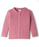 Babyhug Knit Full Sleeves Front Open Sweater With Cable Design- Pink