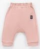 Ollypop Interlock Knit Full Length Diaper Leggings With Text Patch - Peach