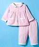 ToffyHouse Cotton Woven Full Sleeves Checks Co-ord Night Suit - Pink & White