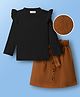 Mark & Mia Full Sleeves Solid Colour Top & Skirt Set - Black