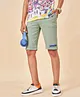 Coolsters by Pantaloons Cotton Knit Dream Voyage Text Patch Detailed Shorts - Light Green