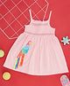 Pantaloons Baby Cotton Knit Sleeveless Bird Printed Smocked Dress - Light Pink