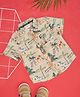 Pantaloons Baby Cotton Woven Half Sleeves Wild Animals Printed Shirt - Khaki