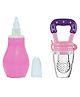 Baby Miniature Silicone Pink Nose Cleaner Nasal Aspirator with Silicone Fruit and Food Nibbler Pacifier for Babies