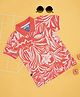 Pantaloons Junior 100% Cotton Knit Half Sleeves Floral Printed Polo Tee - Living Coral