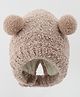 Babyhug Knitted Solid Woollen Cap With Pom Pom Tan - Diameter 12 cm