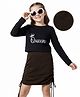 Hola Bonita Knit Three Fourth Sleeves Solid Colour Dress With Tee - Brown