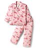 Rikidoos Full Sleeves Construction Vehicles Printed Coordinating Night Suit Set - Light Pink