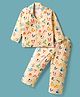 Rikidoos Full Sleeves Animals Designed Alphabets Printed Coordinating Night Suit Set - Cream