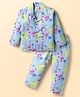 Rikidoos Full Sleeves Floral & Hearts Printed Coordinating Night Suit Set - Light Blue