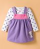 ToffyHouse Knit Full Sleeves T-Shirt with Frock Sheep Embroidery & Polka Dots - Purple & White