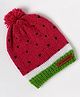 The Original Knit Watermelon Designed & Pom Pom Embellished Cap - Pink & Green - Diameter - 30cm