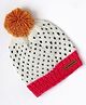 The Original Knit Hearts Designed & Pom Pom Embellished Cap - Pink & White - Diameter - 30cm