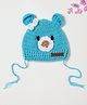 The Original Knit Teddy Bear Face Embroidered Cap - Blue - Diameter - 30cm