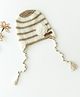 The Original Knit Striped & Floral Embroidered Cap - Off White & Beige - Diameter - 30cm
